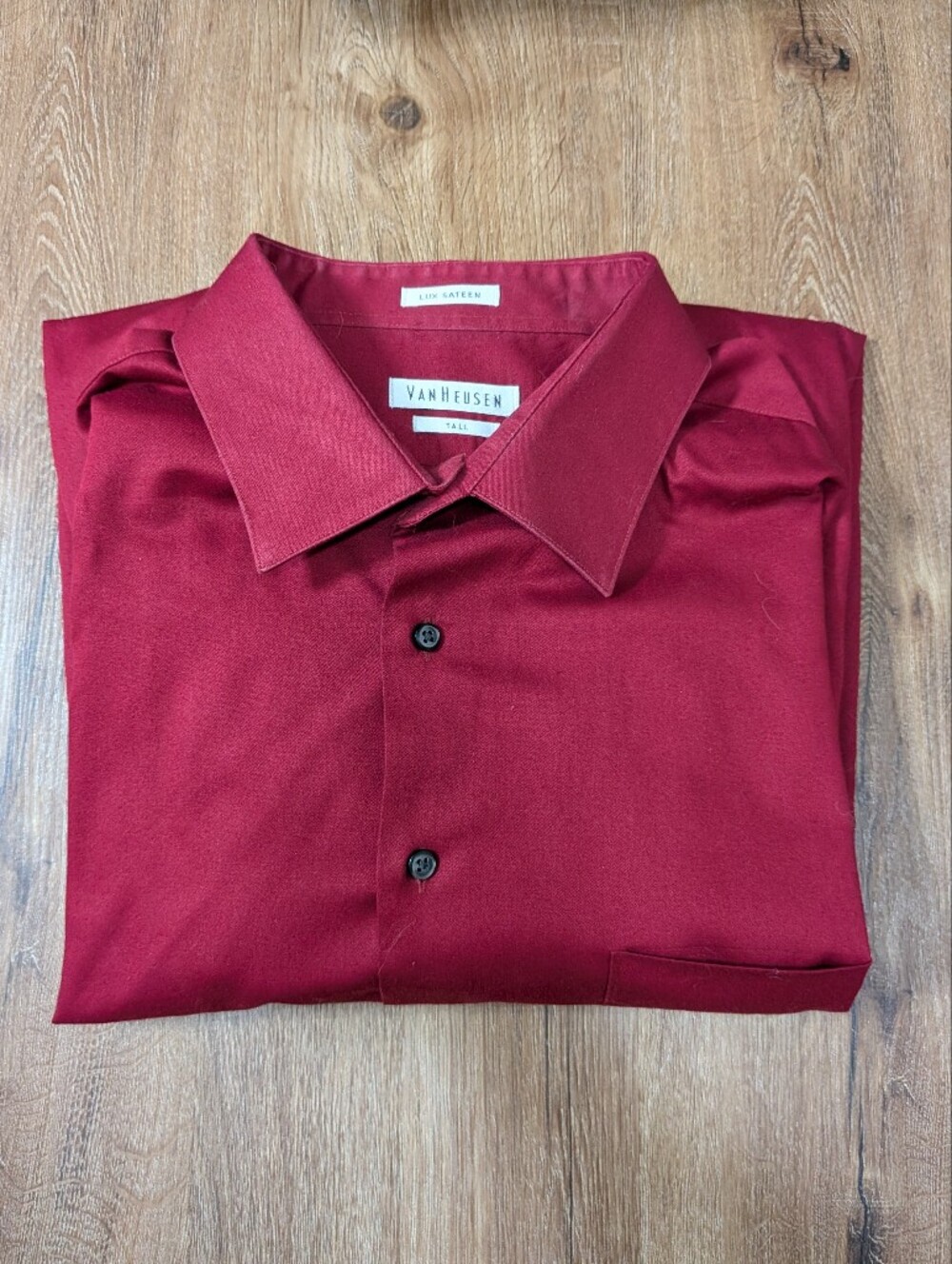 Van Heusen Men's Lux Sateen Dress Shirt - Crimson Red